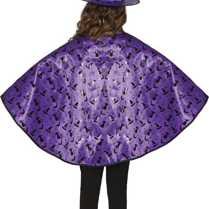 Ensemble de costumes d'Halloween sorcière fille mauve 2 pièces