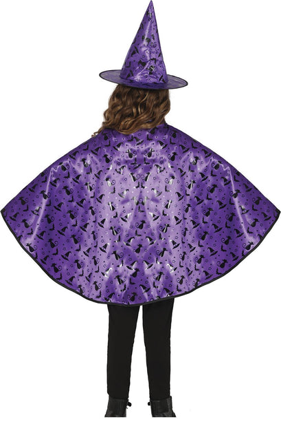 Ensemble de costumes d'Halloween sorcière fille mauve 2 pièces