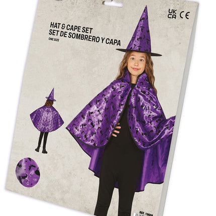 Ensemble de costumes d'Halloween sorcière fille mauve 2 pièces