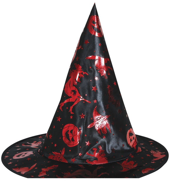 Costume d'Halloween Noir Rouge Fille Sorcière 2 pièces