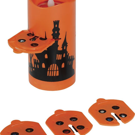 Halloween Projecteur Led Bougie Orange 16cm