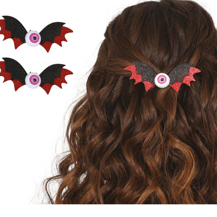 Pince à cheveux Halloween Chauve-souris 10cm 2pcs