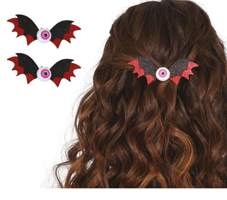 Pince à cheveux Halloween Chauve-souris 10cm 2pcs