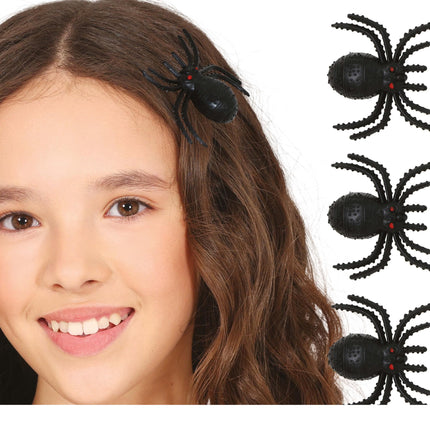 Pince à cheveux d'Halloween Fausse araignée 3cm 3pcs