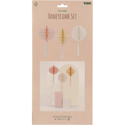 Nid d'abeilles Pastel coloré 30cm 3pcs