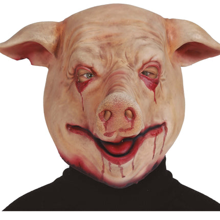 Masque d'Halloween Cochon Rouge Rose