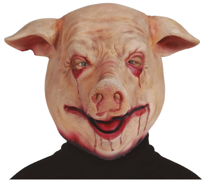 Masque d'Halloween Cochon Rouge Rose