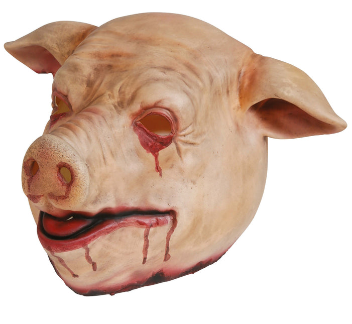 Masque d'Halloween Cochon Rouge Rose