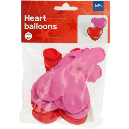 Ballons en forme de coeur Couleurs mélangées - 10 pouces/25 cm - 8 pièces