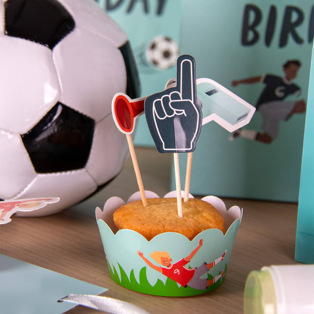 Set de décoration pour petits gâteaux - Fantastic Football - 6 pièces