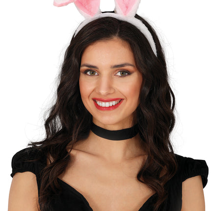 Bandeau d'oreilles de lapin rose, adultes