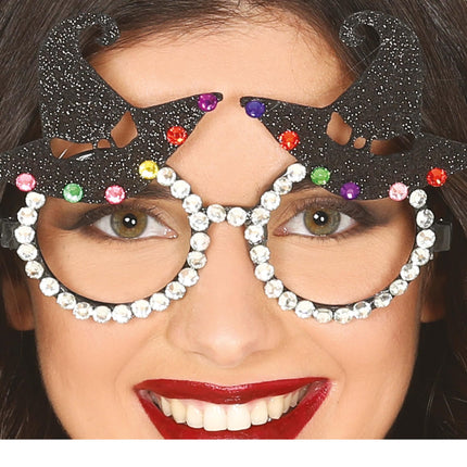 Spectacles d'Halloween Chapeau de sorcière pailleté