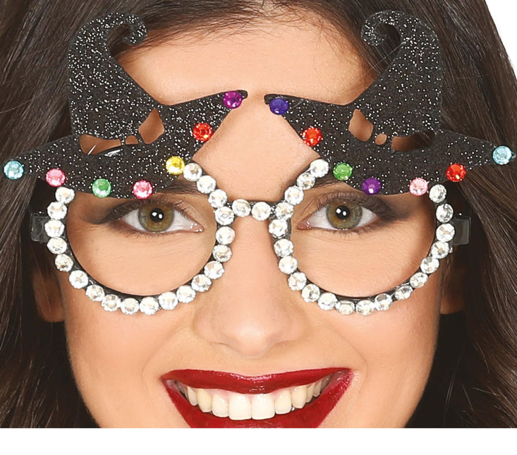 Spectacles d'Halloween Chapeau de sorcière pailleté