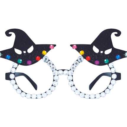 Spectacles d'Halloween Chapeau de sorcière pailleté