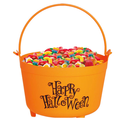 Seau à bonbons orange Happy Halloween 30cm