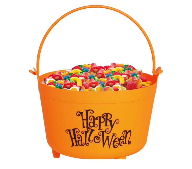 Seau à bonbons orange Happy Halloween 30cm