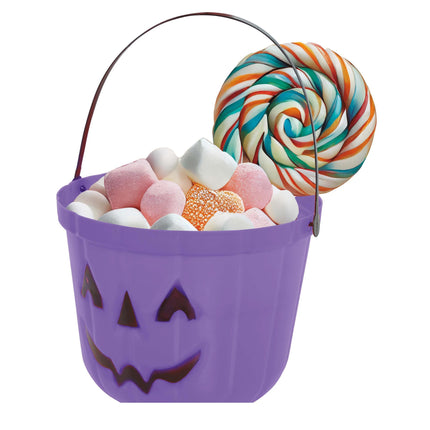 Seau à bonbons d'Halloween violet Citrouille 20cm