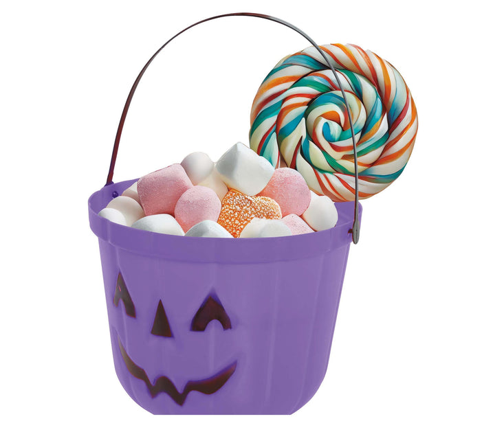 Seau à bonbons d'Halloween violet Citrouille 20cm