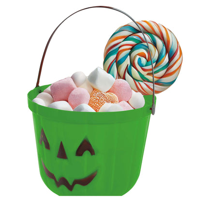 Seau à bonbons vert d'Halloween Citrouille 20cm