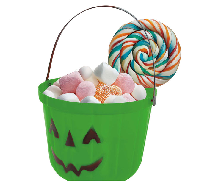 Seau à bonbons vert d'Halloween Citrouille 20cm