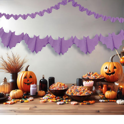 Guirlande d'Halloween Chauves-souris violettes 3m