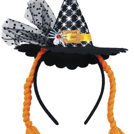 Bandeau d'Halloween Mini chapeau de sorcière Tresses orange