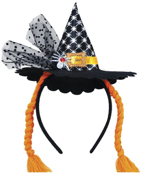 Bandeau d'Halloween Mini chapeau de sorcière Tresses orange