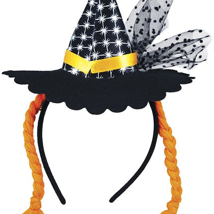 Bandeau d'Halloween Mini chapeau de sorcière Tresses orange