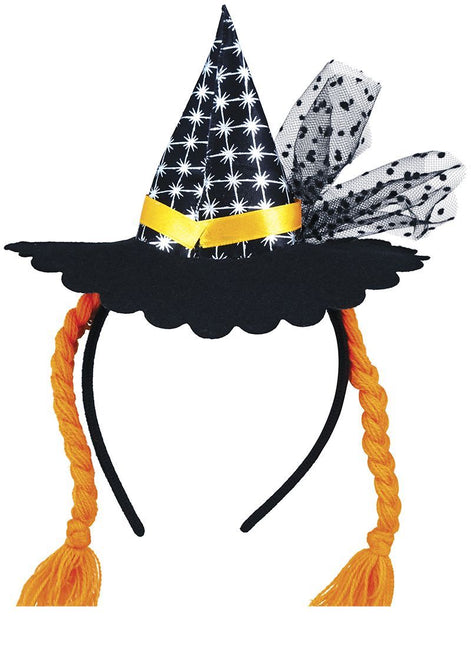 Bandeau d'Halloween Mini chapeau de sorcière Tresses orange