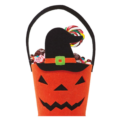 Panier d'Halloween Chapeau de sorcière citrouille 25cm