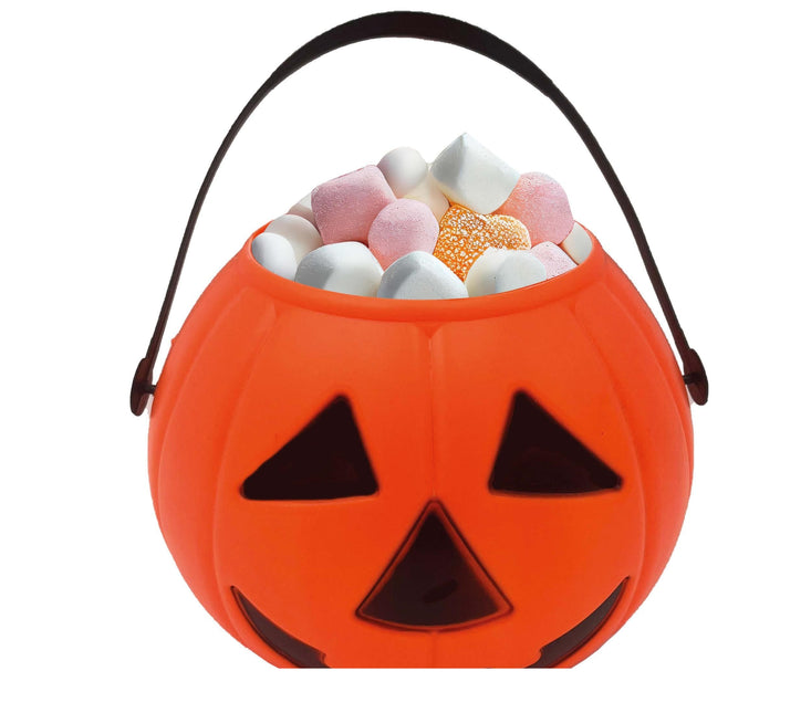 Seau à bonbons orange d'Halloween Citrouille 15cm