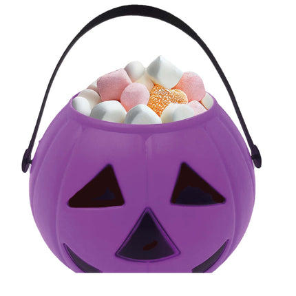 Seau à bonbons violet d'Halloween Citrouille 15cm