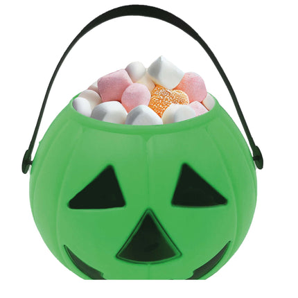 Seau à bonbons vert d'Halloween Citrouille 15cm