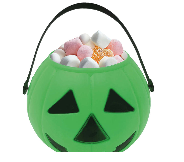 Seau à bonbons vert d'Halloween Citrouille 15cm