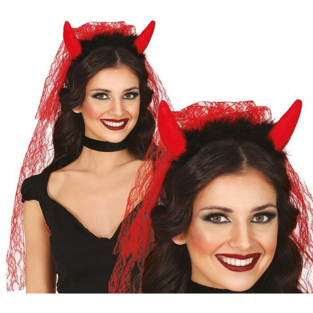 Bandeau d'Halloween Diable avec voile