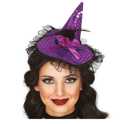 Bandeau d'Halloween Chapeau de sorcière violet