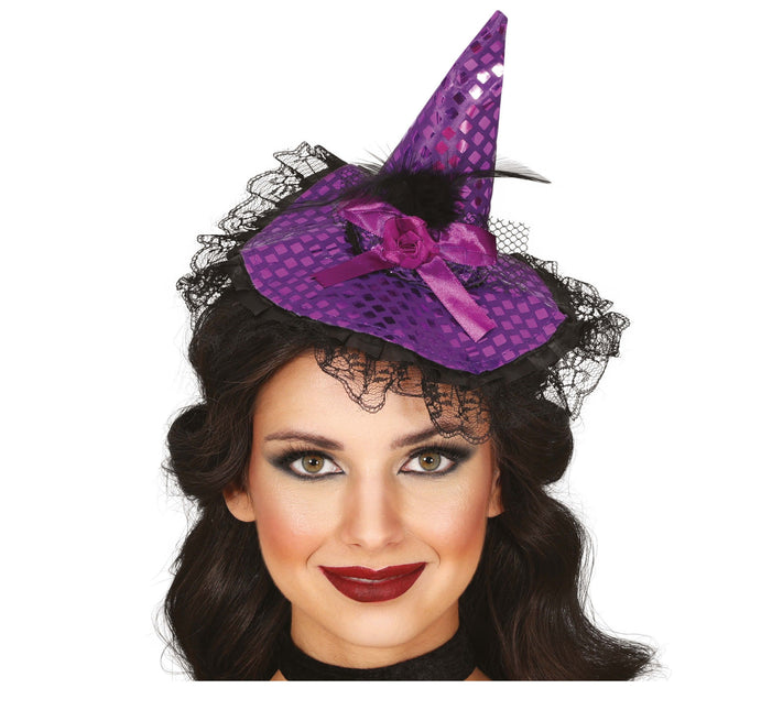 Bandeau d'Halloween Chapeau de sorcière violet