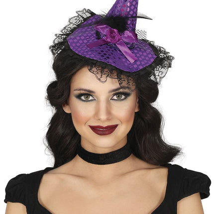 Bandeau d'Halloween Chapeau de sorcière violet