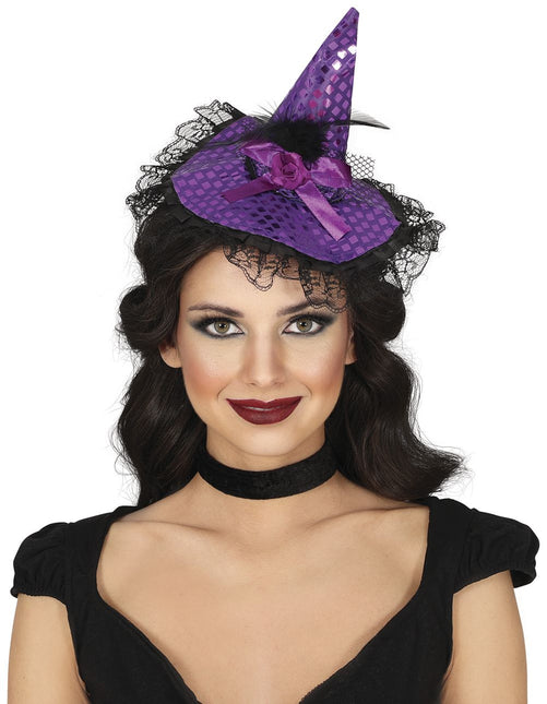 Bandeau d'Halloween Chapeau de sorcière violet