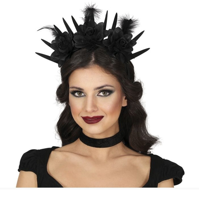 Bandeau d'Halloween Fleurs noires