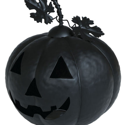 Décoration d'Halloween Citrouille noire avec lumière 16cm