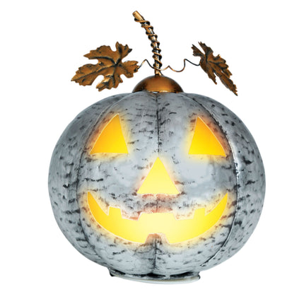 Décoration d'Halloween Citrouille argentée avec lumière 16cm