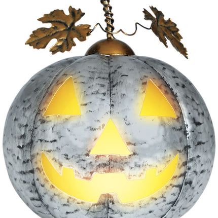 Décoration d'Halloween Citrouille argentée avec lumière 16cm