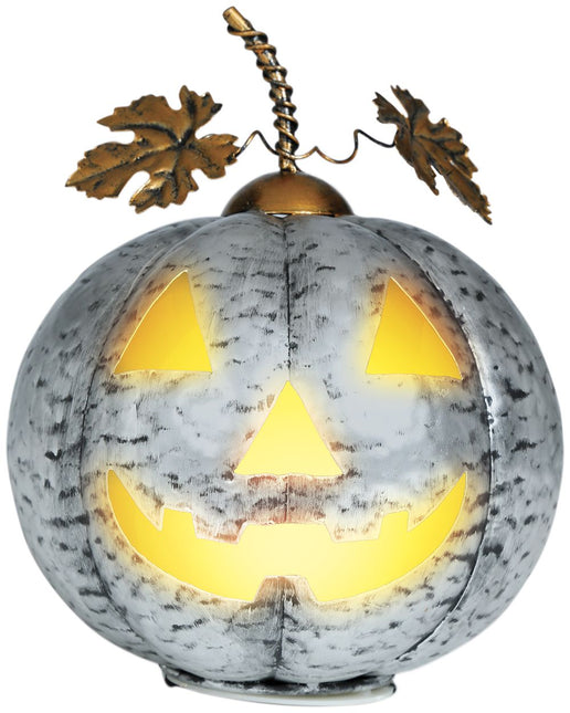 Décoration d'Halloween Citrouille argentée avec lumière 16cm