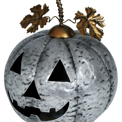 Décoration d'Halloween Citrouille argentée avec lumière 16cm