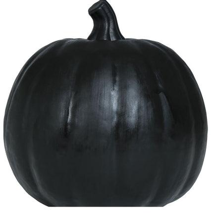 Décoration de table Halloween Citrouille noire avec lumière 16cm