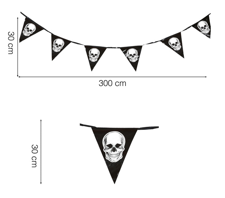 Ligne de drapeau Halloween Crânes 3.6m