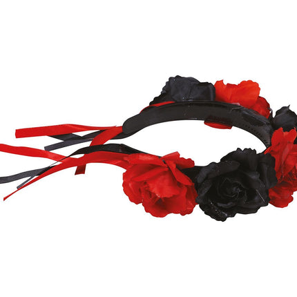 Bandeau d'Halloween Fleurs Rouge Noir