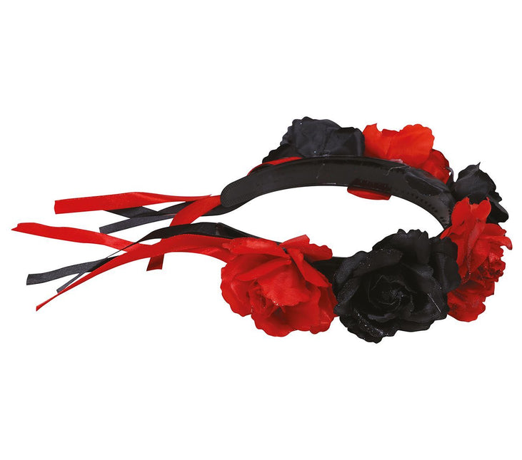 Bandeau d'Halloween Fleurs Rouge Noir