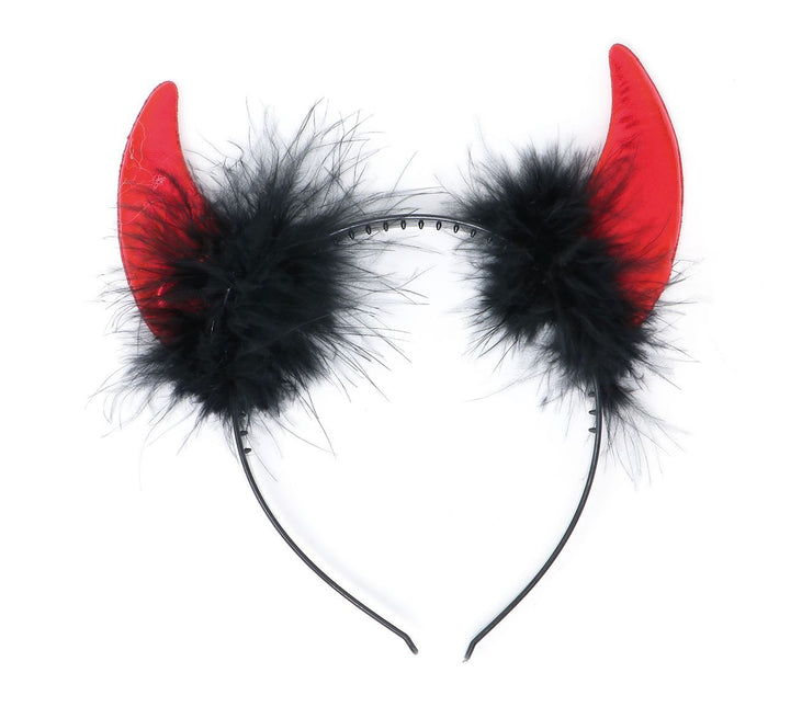 Bandeau d'Halloween Cornes de Diable Rouge